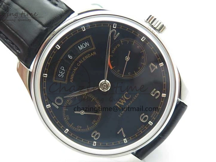 MIROTIME 0505 Portuguese Real PR Real Annual Calendar IW503502 ZF 1:1 Best Edition Black Dial Steel Markers on Black Leather Strap A StreetReady 7134